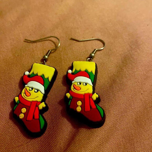handmade Other - Christmas stocking with snowman earrings